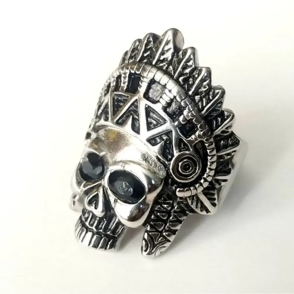 New stainless steel skull biker ring size‎ 12